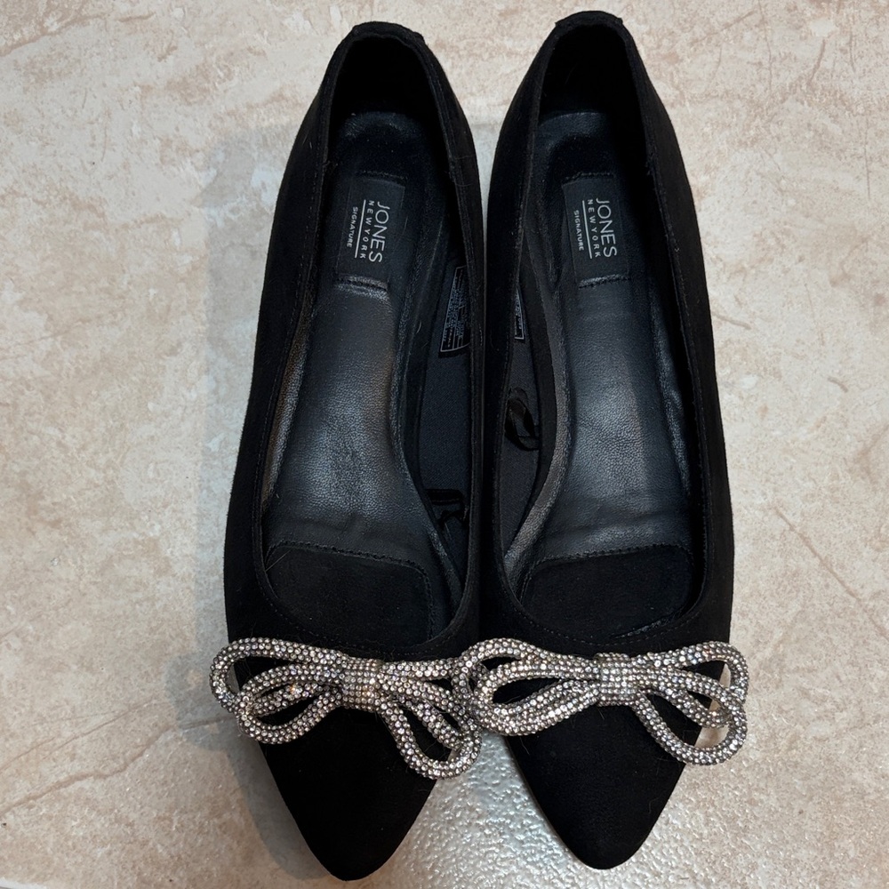 Jones New York Black Flats with Silver Accent